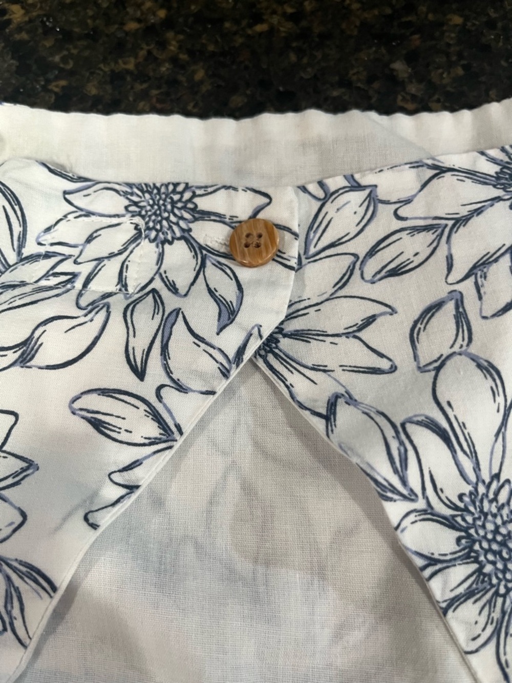 Joie SET White Blue Cotton Floral Print Peasant Little Girls Shirt Top Shorts - Picture 6 of 12